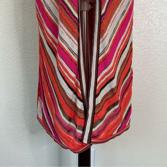 Chico's Mitered Stripe Pattern Open Front Vest Cardigan, Sz Medium - Picture 5 of 12